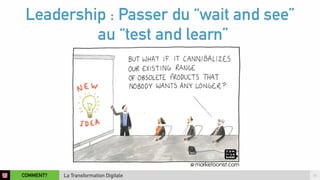 Leadership : Passer du “wait and see” 
au “test and learn” 
COMMENT? 11 
La Transformation Digitale 
 