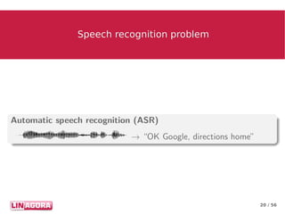 20 / 56
Speech recognition problemSpeech recognition problem
 