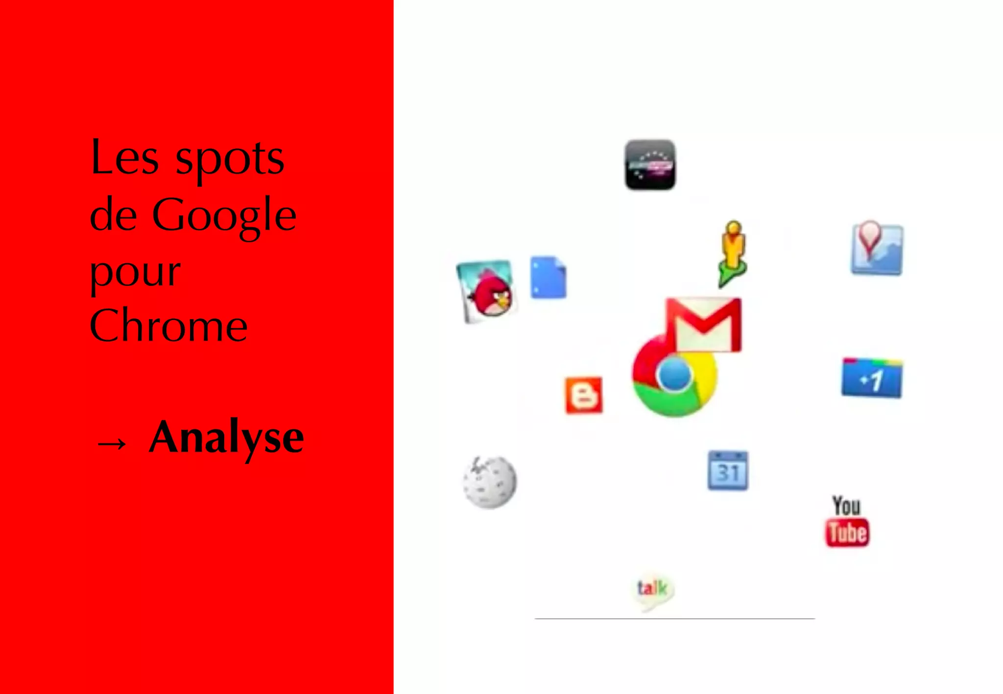 Les spots
de Google
pour
Chrome
→ Analyse
 