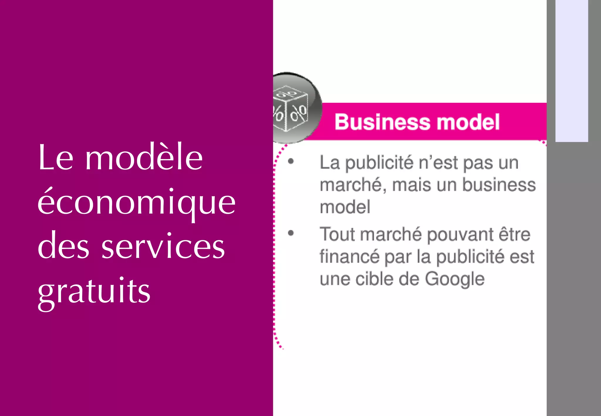 Le modèle
économique
des services
gratuits
 