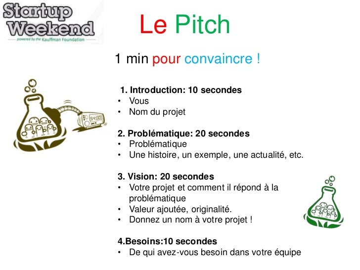How to Pitch for a StartupWeekend (in French) 1st StartupWeekend D…