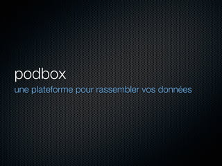 podbox
une plateforme pour rassembler vos données
 