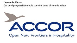 L’exemple d’Accor
Qui perd progressivement le contrôle de sa chaine de valeur
 