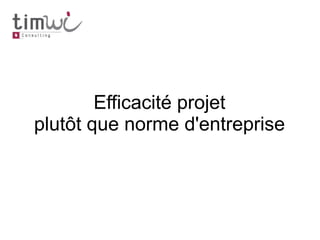 Efficacité projet
plutôt que norme d'entreprise
 