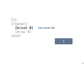 [3]
[repeat]
[brush 0]
[draw 0]
[end]
2
Tuesday, June 25, 13
 