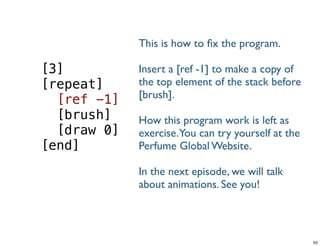 [3]
[repeat]
[ref -1]
[brush]
[draw 0]
[end]
Tuesday, June 25, 13
 