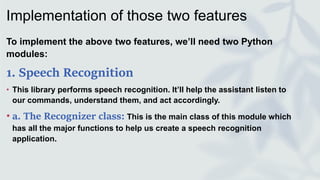 Python project based on virtual assistantpptx | PPTX