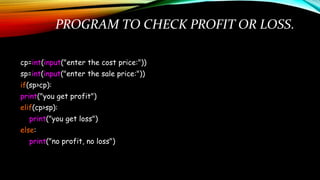 Python basic Program | PPT