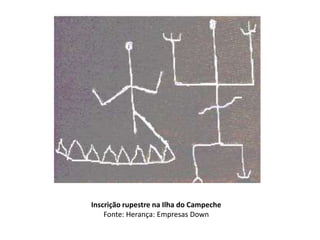 Inscrição rupestre na Ilha do Campeche
Fonte: Herança: Empresas Down
 