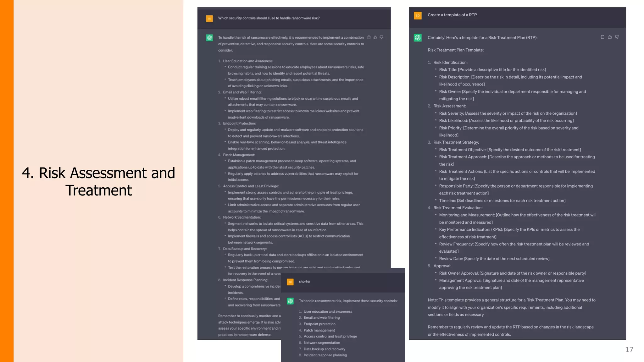 17
4. Risk Assessment and
Treatment
 