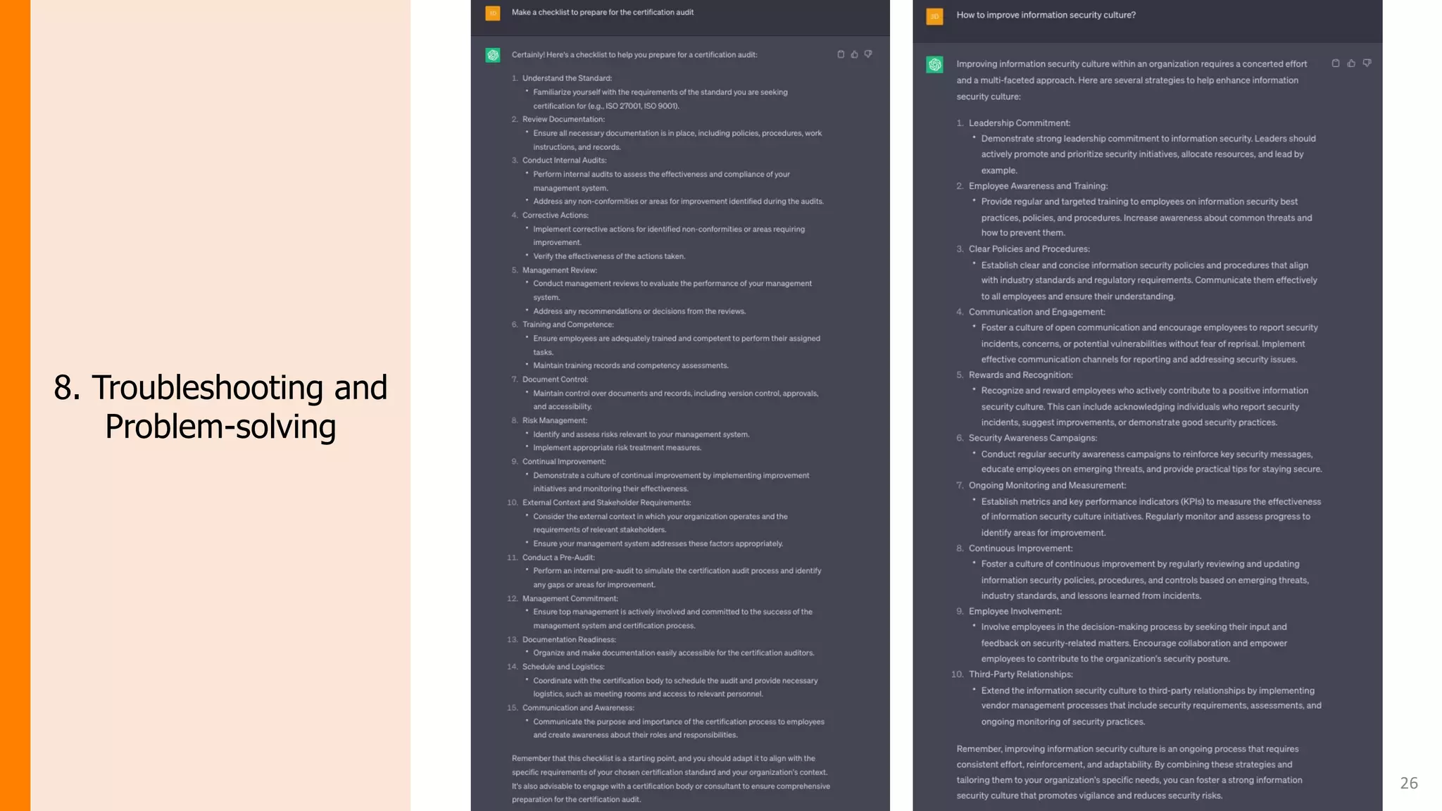 26
8. Troubleshooting and
Problem-solving
 