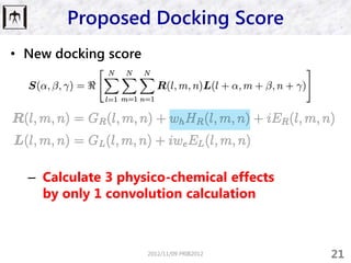 Proposed Docking Score
• New docking score




  – Calculate 3 physico-chemical effects
    by only 1 convolution calculat...