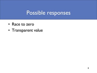 Possible responses Race to zero Transparent value 