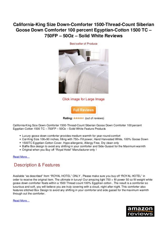 Price California King Size Down Comforter 1500 Thread Count Siberian