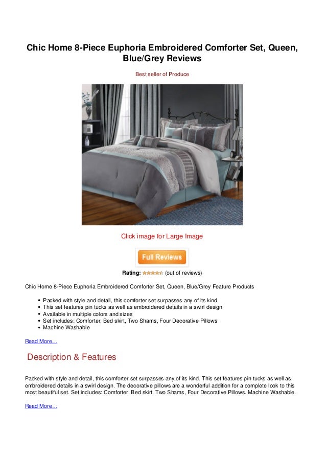 Price Chic Home 8 Piece Euphoria Embroidered Comforter Set Queen Blue