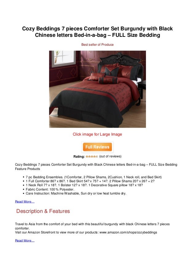 Price Cozy Beddings 7 Pieces Comforter Set Burgundy With Black Chines