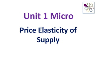 Unit 1 Micro
Price Elasticity of
Supply

 