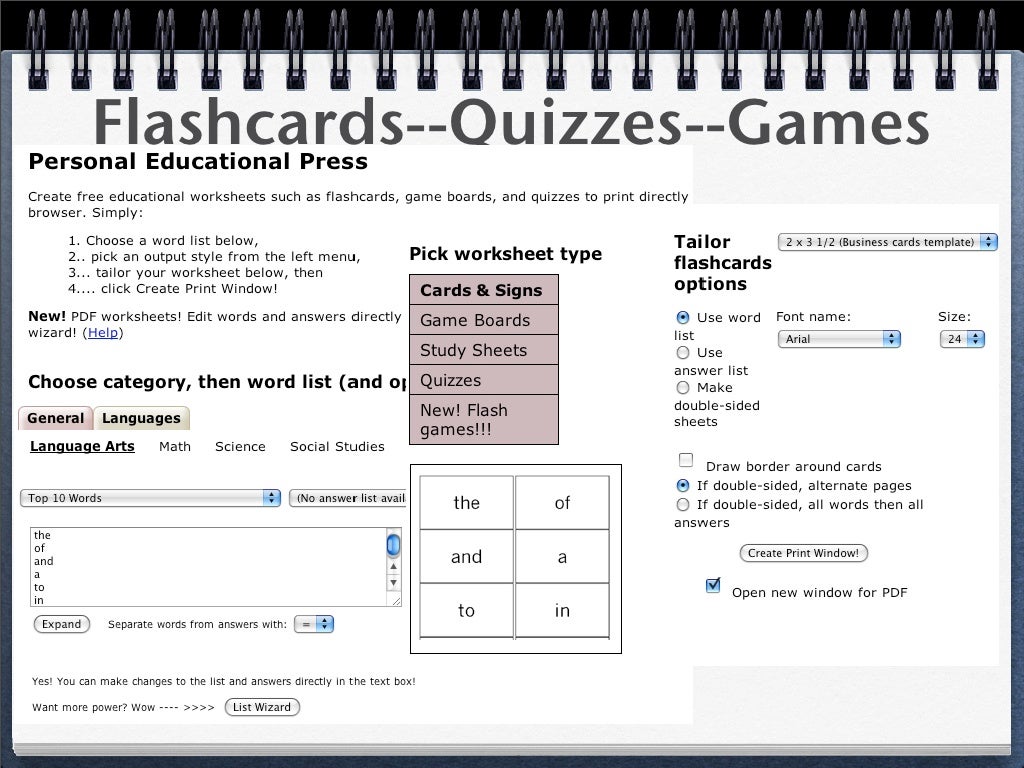 FlashcardsQuizzesGames