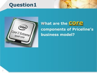 Question1 W hat are the  core   components of Priceline’s business model?  