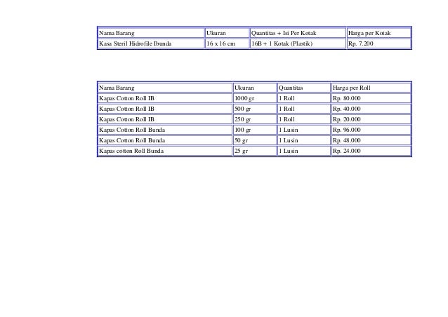 Price List