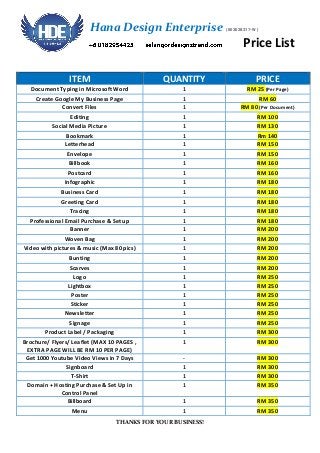Graphic design Price list malaysia selangor