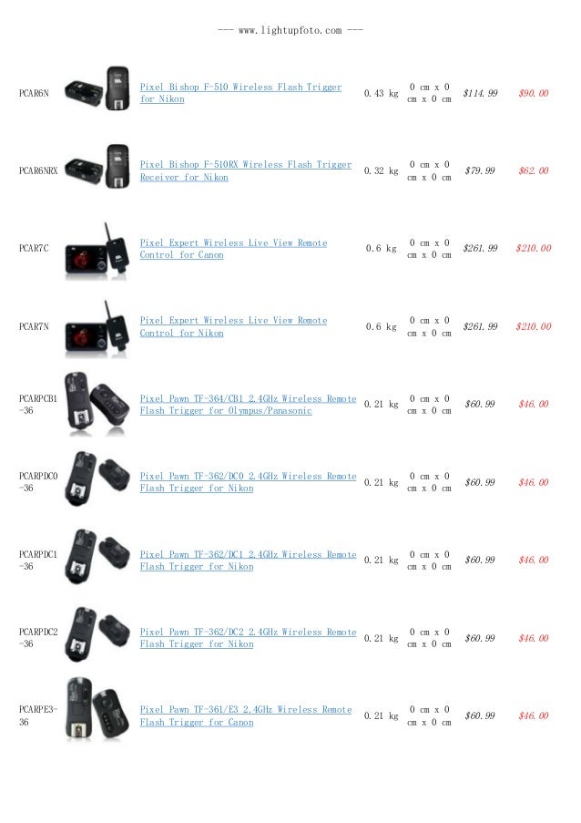 Camera Accessories Wholesale Pricelist