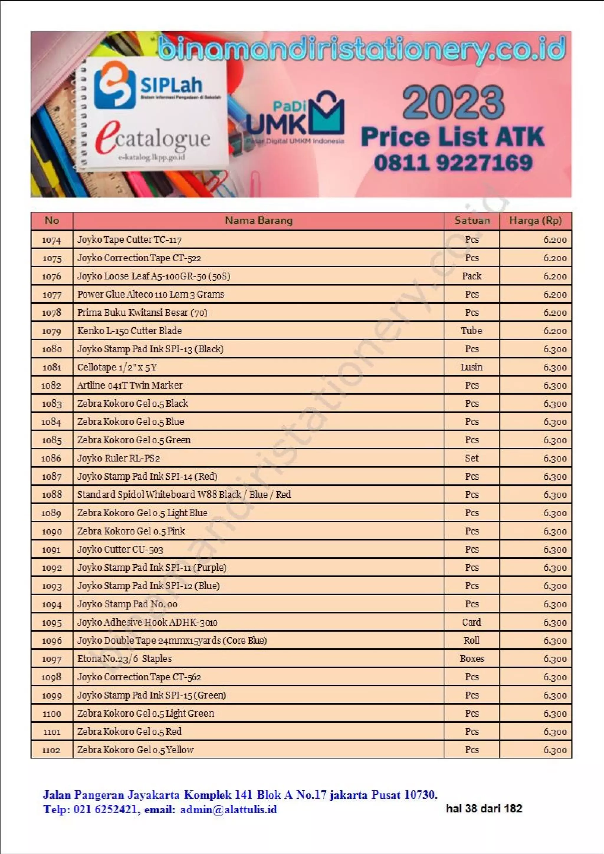 Daftar harga alat alat sekolah dan atk kantor lengkap 2023 harga murah part #2 | binamandiristationery.co.id.pdf
