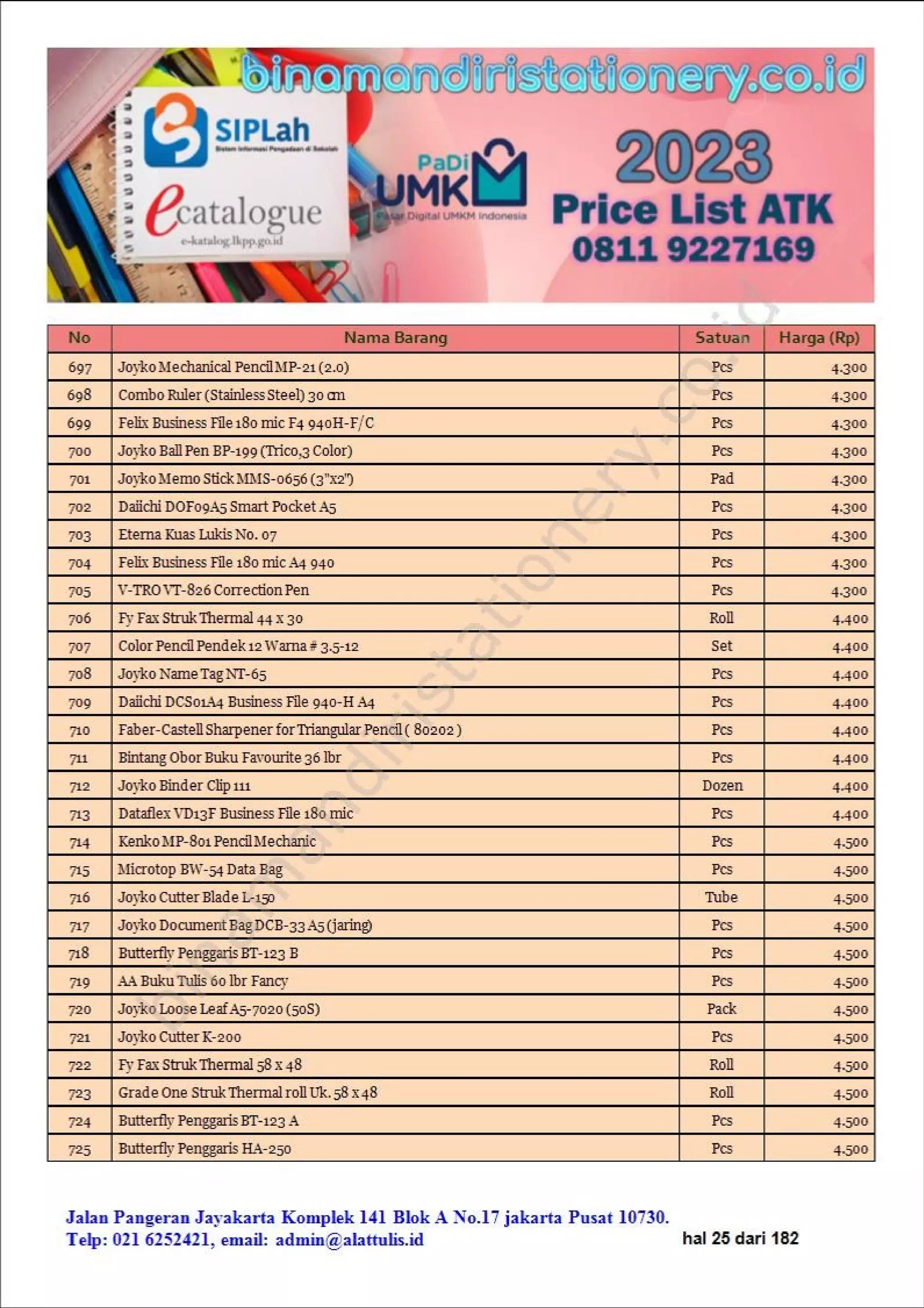Daftar harga alat alat sekolah dan atk kantor lengkap 2023 harga murah part #2 | binamandiristationery.co.id.pdf