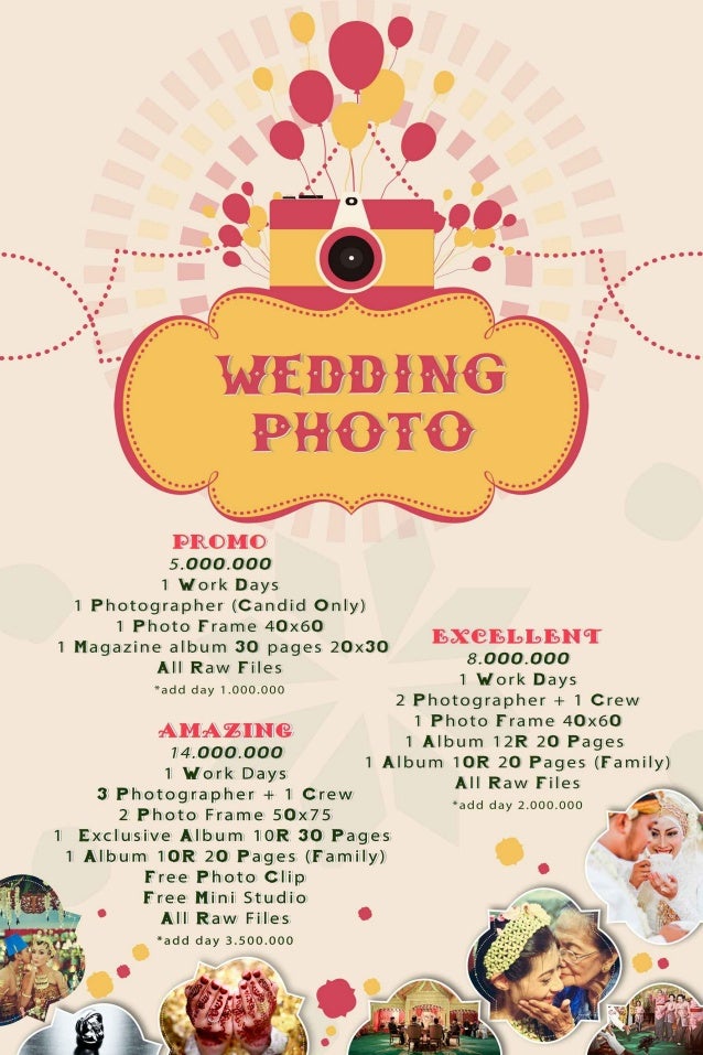 Pricelist packages photo wedding dan prewedding by