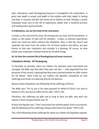 Thanksgiving is a Price Paid for Life and Living Page 15
Also, tribulations need thanksgiving because it strengthens the s...