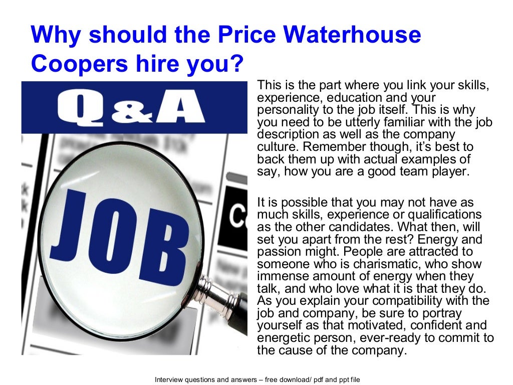 Price waterhouse coopers interview questions and answers