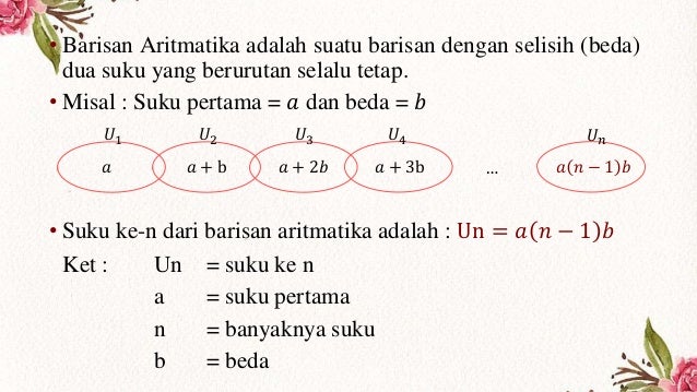 Barisan dan Deret (Aritmatika, Geometri, Tak hingga
