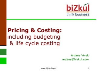 Pricing & Costing:  including budgeting  & life cycle costing Anjana Vivek [email_address] www.bizkul.com 