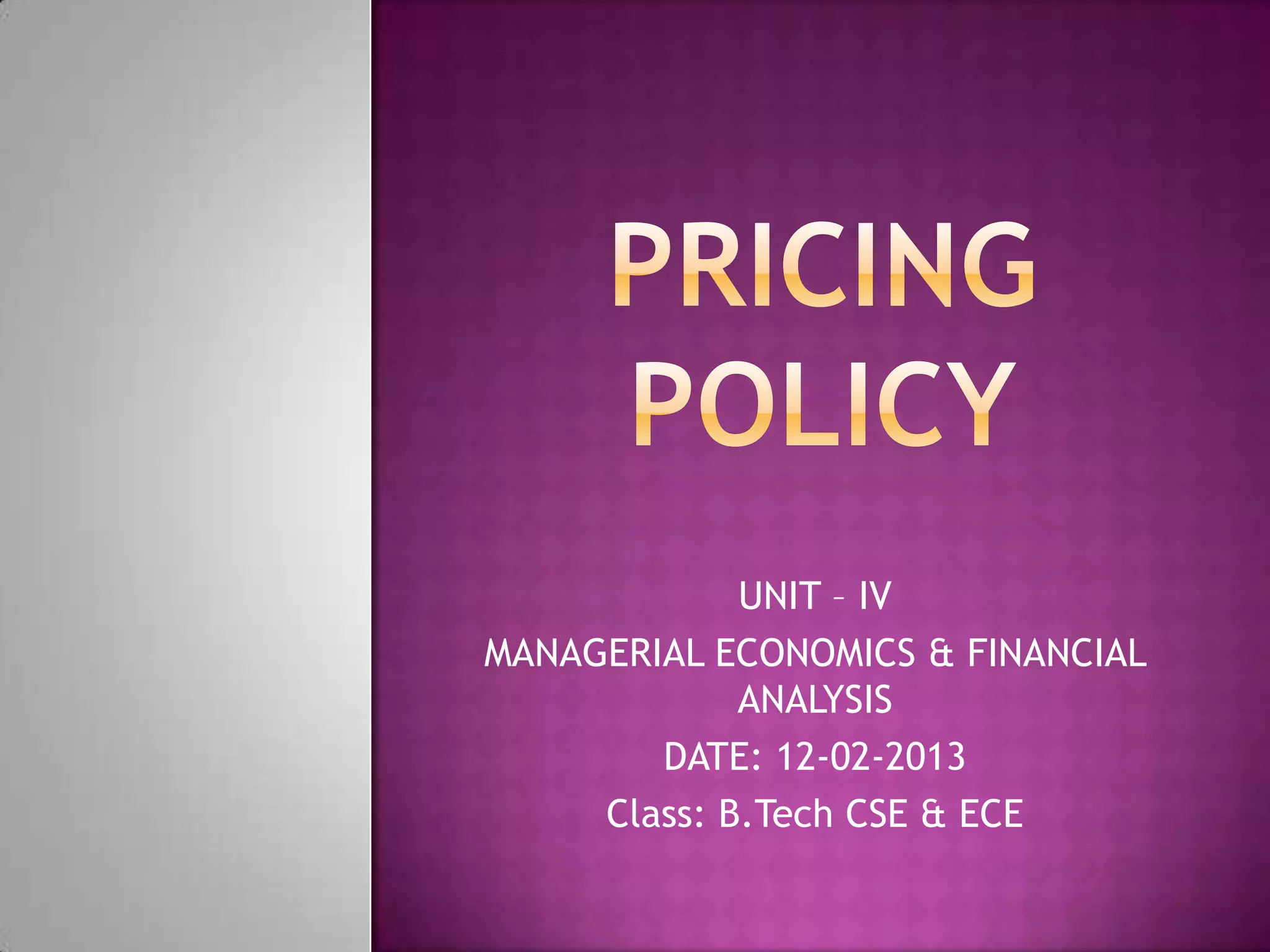 Pricing methods PPT