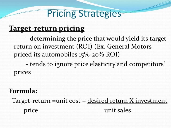 Target Return Pricing Example