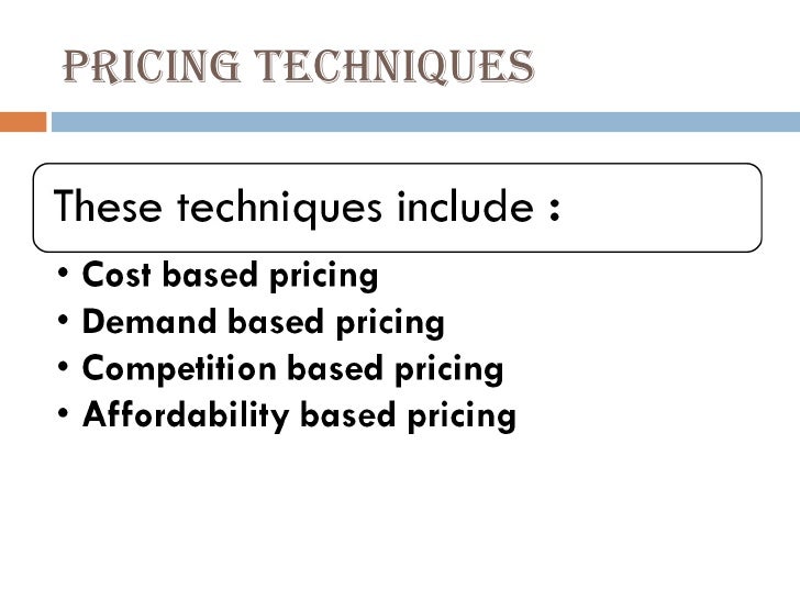 Pricing techniques