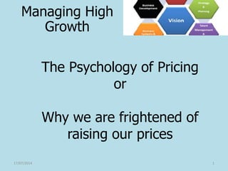 The Psychology of Pricing
or
Why we are frightened of
raising our prices
17/07/2014 1
Managing High
Growth
 