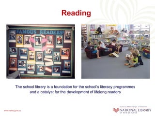 Reading Papatoetoe High School   , Auckland The school library is a foundation for the school’s literacy programmes and a catalyst for the development of lifelong readers 