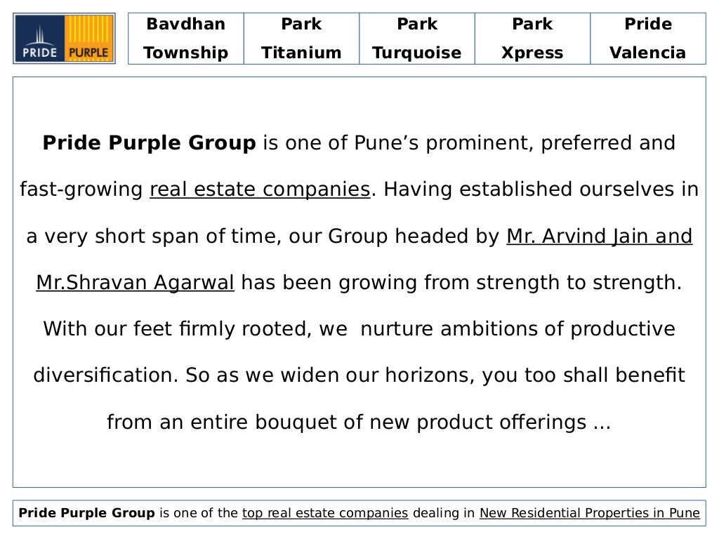 Pride Purple Group offers New Residential Properties in Pune for Sale