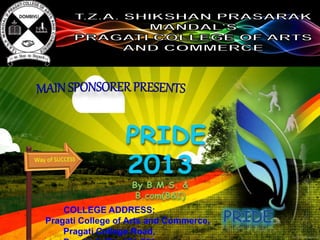 COLLEGE ADDRESS:
Pragati College of Arts and Commerce,
Pragati College Road,
 