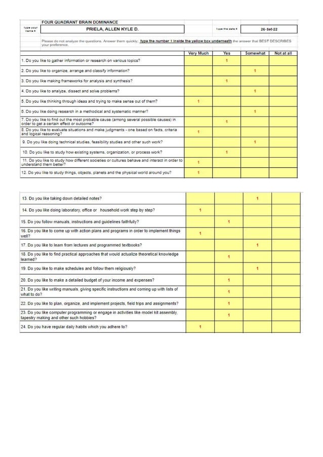 (Four Quadrant Brain Dominance) | PDF