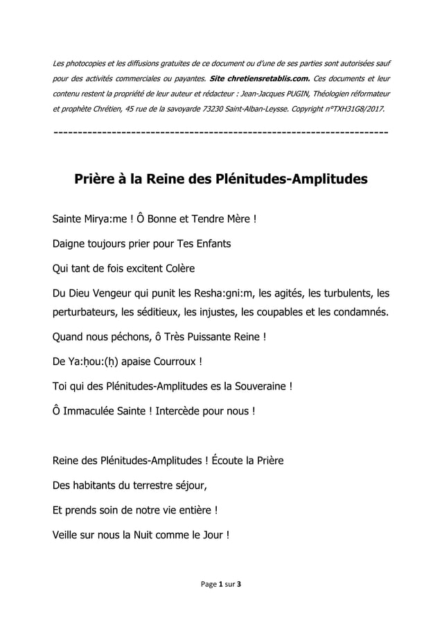 Prière à Sainte Marie Reine du ciel Psaumes 4510