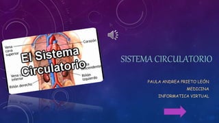 SISTEMA CIRCULATORIO
PAULA ANDREA PRIETO LEÓN
MEDICINA
INFORMATICA VIRTUAL
 