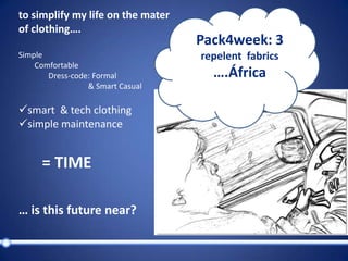 simple maintenance      = TIME… is this future near?Pack4week: 3repelentfabrics….África 