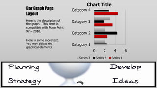 Chart Title
Bar Graph Page               Category 4
Layout
Here is the description of   Category 3
the graph. This chart is
compatible with PowerPoint
97 – 2010.
                             Category 2
Here is some more text.
You may delete the           Category 1
graphical elements.
                                            0         2     4         6
                                 Series 3       Series 2   Series 1
 