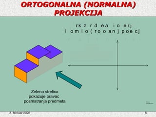3. februar 2026 8
ORTOGONALNA
ORTOGONALNA (NORMALNA)
(NORMALNA)
PROJEKCIJA
PROJEKCIJA
 