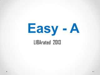 Easy - A
LIBArated 2013

1

 