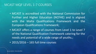 Courses at level 3 and 4 having a dual
function, allowing for both employment
at technical/operational level and also
acad...