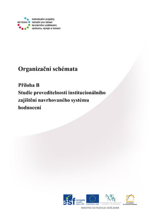 Organizační schémata
Příloha B
Studie proveditelnosti institucionálního
zajištění navrhovaného systému
hodnocení
 