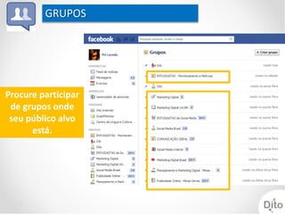 GRUPOS




Procure participar
 de grupos onde
 seu público alvo
      está.
 